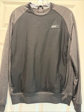 Puma Men's Small Gray and Black Crewneck Sweatshirt with wind panel front